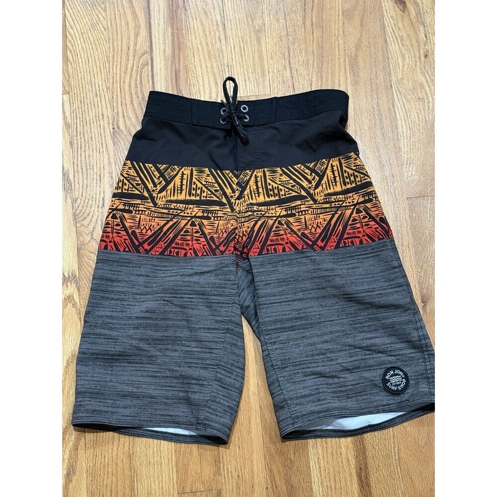 Ron Jon Orange Black Boardshorts/Swim Shorts Trunks Bottoms Size 23